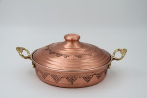 BAKIR ÜZÜMLÜ KAPAKLI KALIN TAVA